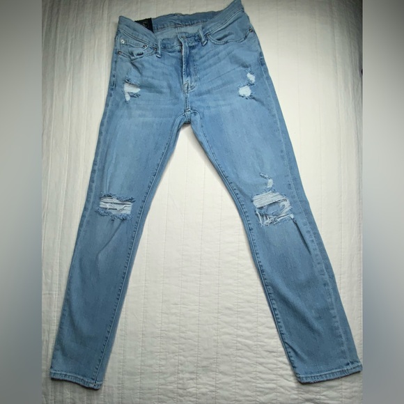 Abercrombie & Fitch Other - Abercrombie Fitch Langdon Slim Stretch Distressed Light Wash Jeans Mens 28x30